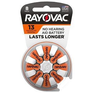 Rayovac Corporation Hearing Aid Batteries - BATTERY, HEARING AID, 1.4V, SZ 13, 8/CARD - 13-8