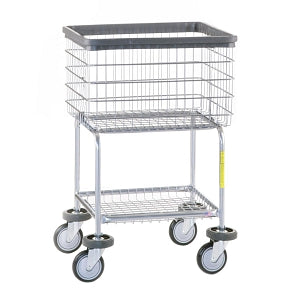 R&B Wire Products Utility Carts - CART, LAUNDRY, WIRE, ELEVATED, W/SHELF - 300G- CHROME