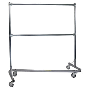 R&B Wire Products Garment Racks - Mobile Single Garment Rack with Z Frame and Mid-Height Crossbar, 60" Long, Weight Capacity 155 lb., 22" W x 63" L x 68" H - 737