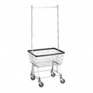 R&B Wire Products Laundry Cart - Laundry Cart with Double Pole Rack, 2 Bushel Capacity - 96B58