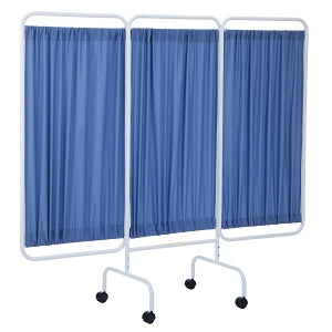 R&B Wire Products Mobile 3-Panel Privacy Screens - Mobile 3 Panel Privacy Screen with 2" Casters, 81"L X 69"H, Blue - PSS3C-B