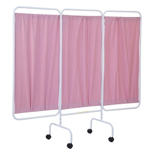 R&B Wire Products Mobile 3-Panel Privacy Screens - Mobile 3 Panel Privacy Screen with 2" Casters, 81"L X 69"H, Pink - PSS-3CP