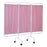 R&B Wire Products Mobile 3-Panel Privacy Screens - Mobile 3 Panel Privacy Screen with 2" Casters, 81"L X 69"H, Pink - PSS-3CP