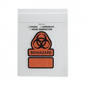 RD Plastics Printed 3-Wall Tearaway-Top Bags - Tear-Away Closable Biohazard Bag, 8" x 10" - B51