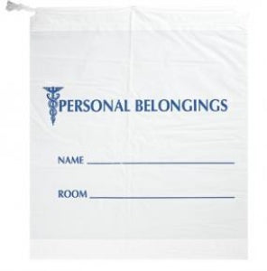 RD Plastics Drawstring Personal Belongings Bags - Patient Bag with Drawstring, White, 18" x 18.5" - G106