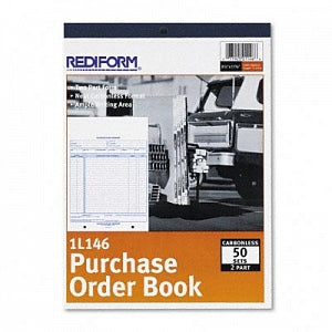 Rediform Office Products Purchase Order Books - 2-Part Carbonless PO Receipt Book, 1 Receipt / Page, 50/Book, Receipt Size 8-1/2" x 11" - 1L146