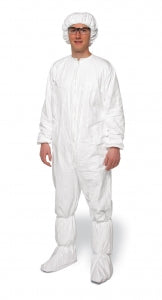 DuPont Bound Seam Coveralls - Tyvek IsoClean Coveralls with Elastic Wrists and Ankles and Bound Seams, Clean Processed, White, Size XL - IC253BWHXL00250C