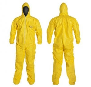 DuPont Tychem QC Series 122 Coveralls - Tychem QC Coveralls, Hood, Boots, Serged, Yellow, Size 2XL - QC122SYL2X001200