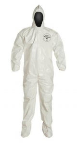 DuPont Tychem SL Coveralls-Series 122 - Tychem SL Coveralls with Hood, Boots, Elastic Wrists, Bound Seems, White, Size L - SL122BWHLG001200