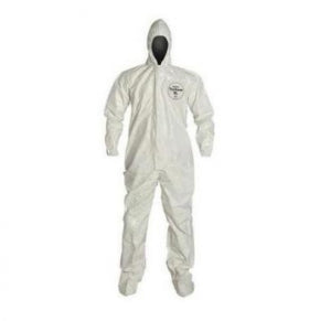 DuPont Tychem SL Coverall 122 Series - Hooded Tychem SL Coverall with Attached Socks, Zip Front, Taped Seam, White, Size XL - SL122TWHXL0006BN