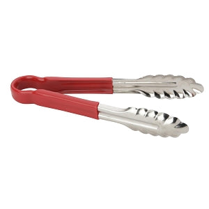 Royal Industries Utility Tongs - TONGS, UTILITY, RED, SS, PLASTICCOAT, 9" - ROY TSC 9 R