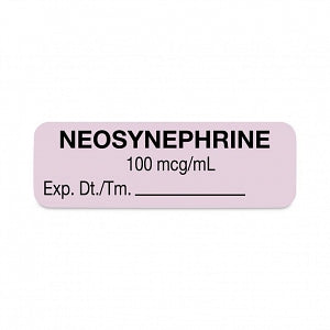 United Ad Label Co. Drug Tape / Labels - Neosynephrine Label, 100 mg / mL, Expiration Date / Time, Lavender, 1-1/2" x 1/2", Permanent, 610 Labels / Roll - ULAL1508