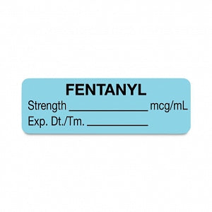 United Ad Label Co. Drug Tape / Labels - Fentanyl Label, Strength (mcg / mL), Expiration Date / Time, Light Blue, 1-1/2" x 1/2", Permanent, 610 Labels / Roll - ULAL764