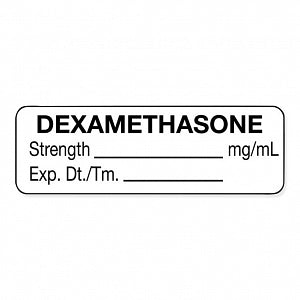 United Ad Label Co. Drug Tape / Labels - Dexamethasone Label, Strength (mg / mL), Expiration Date / Time, White, 1-1/2" x 1/2", Permanent, 610 Labels / Roll - ULAM088