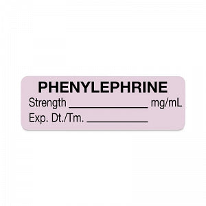 United Ad Label Co. Drug Tape / Labels - Phenylephrine Label, Strength (mg / mL), Expiration Date / Time, Lavender, 1-1/2" x 1/2", Permanent, 610 Labels / Roll - ULAM413