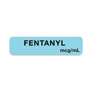 United Ad Label Co. Drug Tape / Labels - Fentanyl Label, Strength (mcg / mL), Light Blue, 1-1/4" x 5/16", Permanent, 760 Labels / Roll - ULAM764