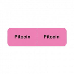 United Ad Label Co. Drug Tape / Labels - Pitocin IV Line Identification Label, Fluorescent Pink, 3" x 7/8", Permanent, 320 Labels / Roll - ULCU268