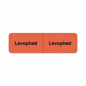 United Ad Label Co. Drug Tape / Labels - Levophed IV Line Identification Label, Fluorescent Red, 3" x 7/8", Removable, 320 Labels / Roll - ULCU284