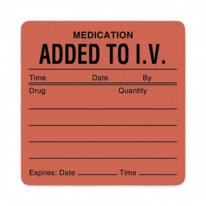 UAL / Donnelley Medication Added Labels - LABEL, MEDICATION ADDED TO IV- FL RED - ULHH207