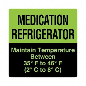 United Ad Label Co. Drug Tape / Labels - Medication Refrigerator Label, Fluorescent Green, 4-1/2" x 4-1/2", Removable, 10 Labels / Pack - ULPH100