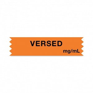 United Ad Label Co. Drug Tape / Labels - Versed Label Tape, Strength (mg / mL), Orange, 1" x 1/2", Removable, 500"/Roll - ULTA013