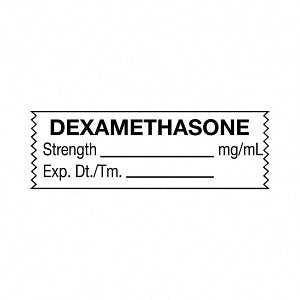 United Ad Label Co. Drug Tape / Labels - Dexamethasone Label Tape, Strength (mg / mL), Expiration Date / Time, White, 1-1/2" x 1/2", Removable, 500"/Roll - ULTA225