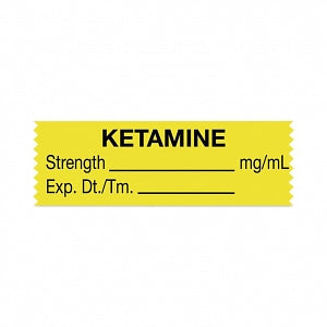 United Ad Label Co. Drug Tape / Labels - Ketamine Label Tape, Strength (mg / mL), Expiration Date / Time, Yellow, 1-1/2" x 1/2", Removable, 500"/Roll - ULTJ03