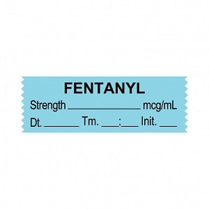 United Ad Label Co. Drug Tape / Labels - Fentamyl Label Tape, Strength (mcg / mL), Date, Time, Initial, Light Blue, 1-1/2" x 1/2", Removable, 500"/Roll - ULTJ067-D