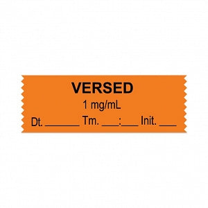 United Ad Label Co. Drug Tape / Labels - Versed Label Tape, 1mg / mL, Date, Time, Initial, Orange, 1-1/2" x 1/2", Removable, 500"/Roll - ULTJ7731-D