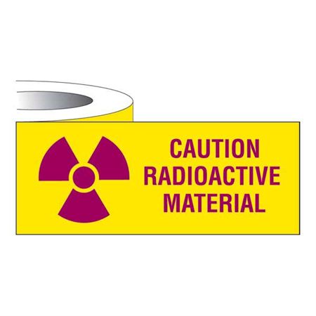 Label Tape Caution Radioactive Material with Area for Handwritten Data - 2"W x 500"L