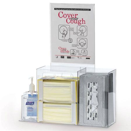 Respiratory Hygiene Station with Sign Holder 16.5"W x 19.5"H x 5.25"D