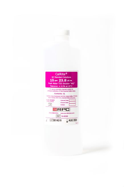 Repreocssing Products Corp Calrite QC Standard Solutions - 15 ppm TDS Solution, 1 qt. - S-0030