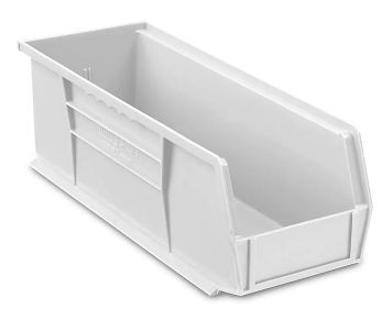 Uline Clear Plastic Stackable Bins - BIN, STACKABLE, WHITE, 15"X5.5"X5" - S-12418W