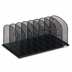 Safco Onyx Mesh Desk Organizers - Black Steel Mesh Desk Organizer with Eight Vertical Sections - 3253BL