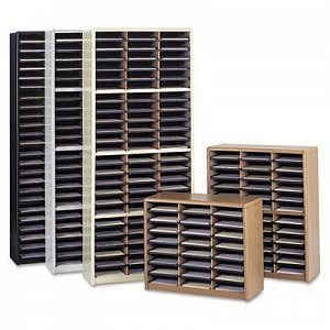 Safco Compartment Sorter Organizer - Steel / Fiberboard Literature Sorter, Black, 24 Sections, 32-1/4" x 13-1/2" x 25-3/4" - 7111BL