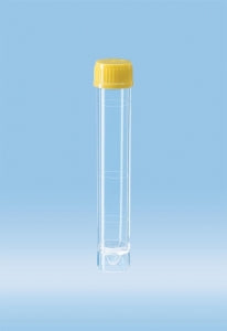 Sarstedt 10ml Conical Base Tube with Screw Cap - TUBE, 10ML, SC, PS, CONIC / SKRT, YEL PE CAP, ST - 60.9921.829