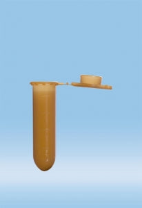 Sarstedt 2ml Microtube with Attached Cap - MICRO TUBE, 2ML, PP, WIDE HINGE CAP, BROWN - 72.691.001