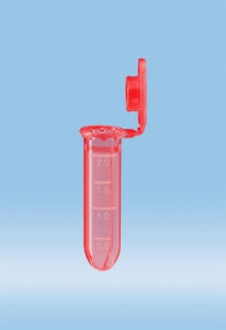 Sarstedt 2ml Microtube with Attached Cap - MICRO TUBE, 2ML, PP, WIDE HINGE CAP, RED - 72.691.002