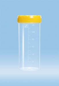 Sarstedt 70ml-500ml Containers with Screw Cap - CONTAINER, 120ML, PS, YELLOW PP CAP, STR - 75.9922.412