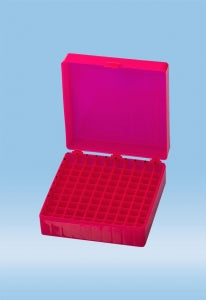 Sarstedt PP Storage Box with Hinge Lid - BOX, HINGE LID, PP, 100 MICRO TUBE, PINK - 93.877.210