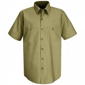 Vf Workwear-Div / Vf Imagewear (W) Men's Short Sleeve Cotton Work Shirts - Men's Short-Sleeve Wrinkle-Resistant 100% Cotton Work Shirt, Khaki, Size L - SC40KHL