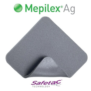 Molnlycke Mepilex Ag Silicone Foam Dressings - Mepilex Ag Antimicrobial Foam Dressing with Safetac Technology, 8" x 8" (20 x 20 cm) - 287400