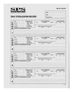 SPS Medical Load Record Sheets - SHEET, LOAD RECORD, 8.5" X 11" - LSB-100