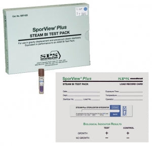 SPS Medical SporView Plus Test Packs - SporView Plus Steam BI Test Pack, 4.625" x 6.25", 25 Controls - SBT-025