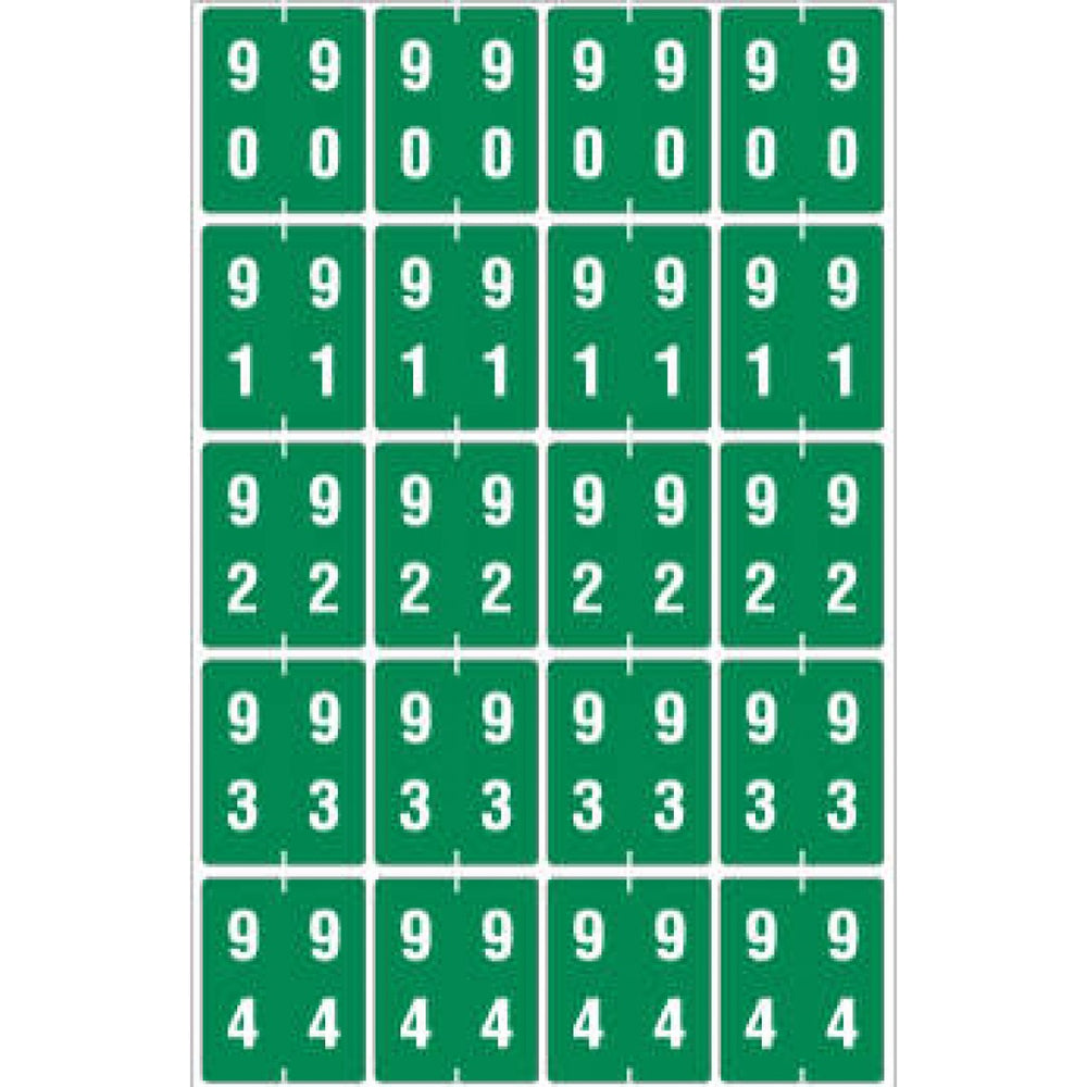 Ames Compatible Color-Code Label Mylar Coated For Durabilitynumeric Double Digit Compatible Series 1 1/2"W X 1 7/8"H 20/Sheet