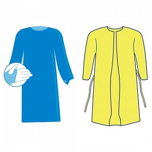 MedPride Poly Impervious Isolation Gowns - Poly Isolation Gown with Thumb Loop, Blue - MPR-70203