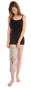 DJ Orthopedics Three Panel Knee Splints - Tri-Panel Knee Splint with Cotton / Terry Liner, 20" Long, Size XL - 79-80021