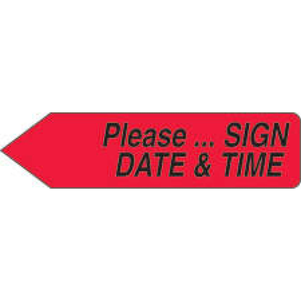 Spee-D-Point Flags & Tags "Please...Sign, Date & Time" Red Removable 9/16"X2-1/4" 150 Per Pack