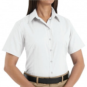 Imagewear Women's Work Blouse - Women's Short Sleeve Work Blouse, White, Size L - SE43WHL