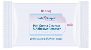 Safe N Simple Stoma Cleanser and Adhesive Remover Wipes - No-Sting Stoma Cleanser and Adhesive Remover Wipes, 4.5" x 8", 50/Pack - SNS00525